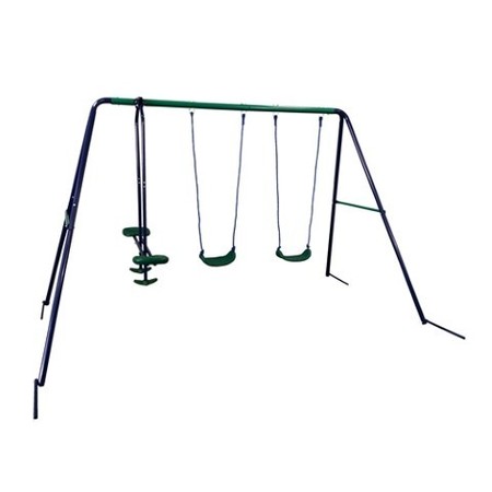 Aleko BSW05 Outdoor Sturdy Child Swing with 2 Swings &1 GliderBlue &Green BSW05